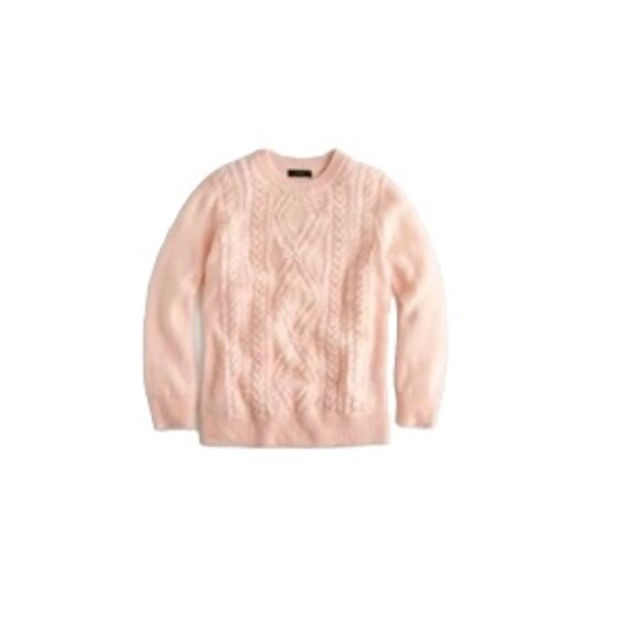 NEW-XXS, M- J. Crew Cable Crewneck Sweater with Fringe